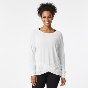ATHLETA Serenity Criss Cross Pullover Top XL 23” p2p Ivory EUC